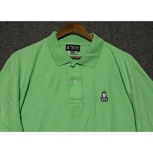 Psycho bunny polo shirt mens green logo pima cotton size 7 preppy
